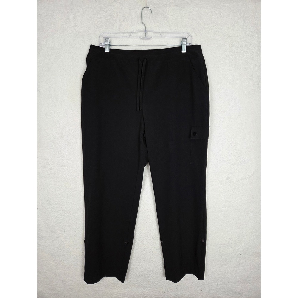 Zenergy Chico's Black Cargo Pants 1.5P 10P Pull On Roll Tab Athleisure Casual